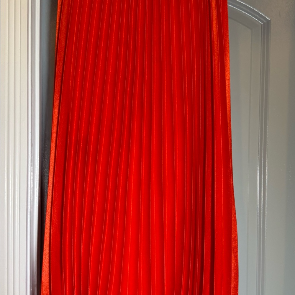 Mango Orange Pleated Skirt Size XS - Picture 6 of 9